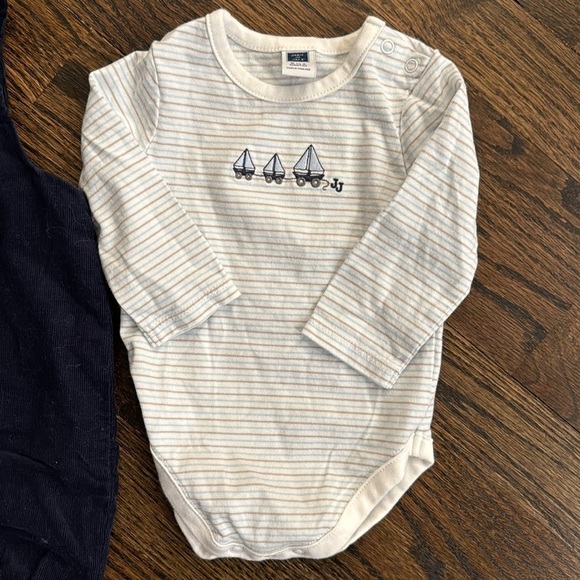 Janie and Jack blue corduroy overalls and onesie 0-3 months - Picture 3 of 4